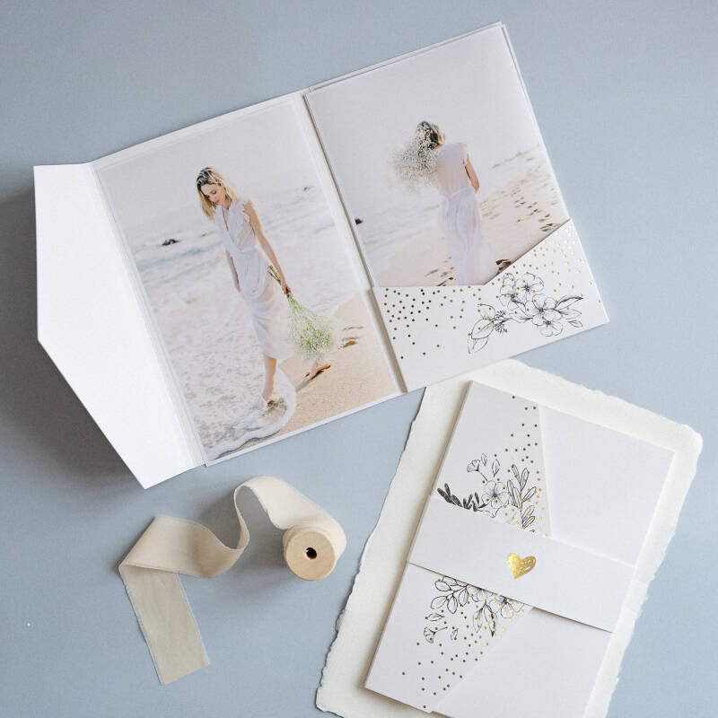 Folder z szarfą Białe Kwiaty 15x23