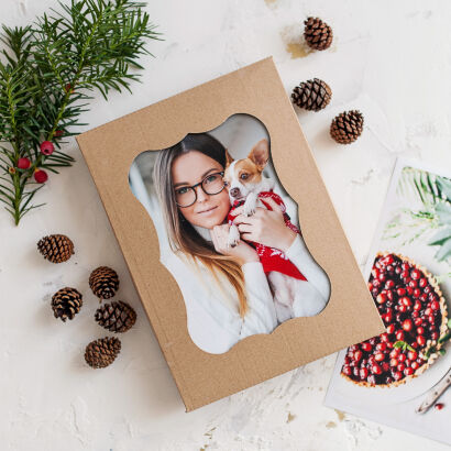 Photo box with window 13x18 cm kraft