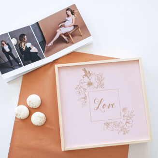 Drewniane pudełko różowe 15x23 kwadratowe - 2