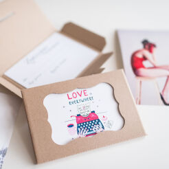 Zaproszenie na sesję w teczce love letters - maszyna