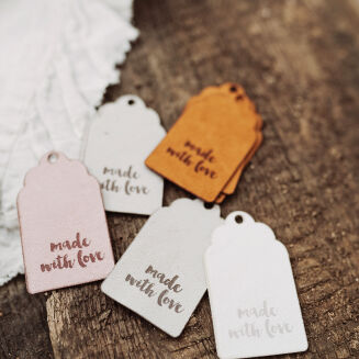 Etykietki zamszowe made with love - 2
