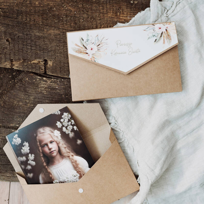 Folder 15x23 z klapką Boho Komunia